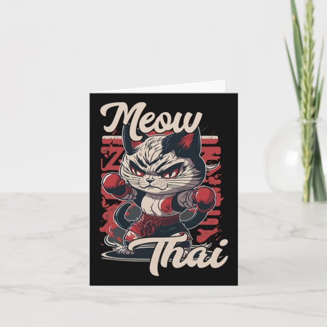 Carte Meow Thai Fighter Chat Muay Thai Boxe Chat Pour Ho (Devant)