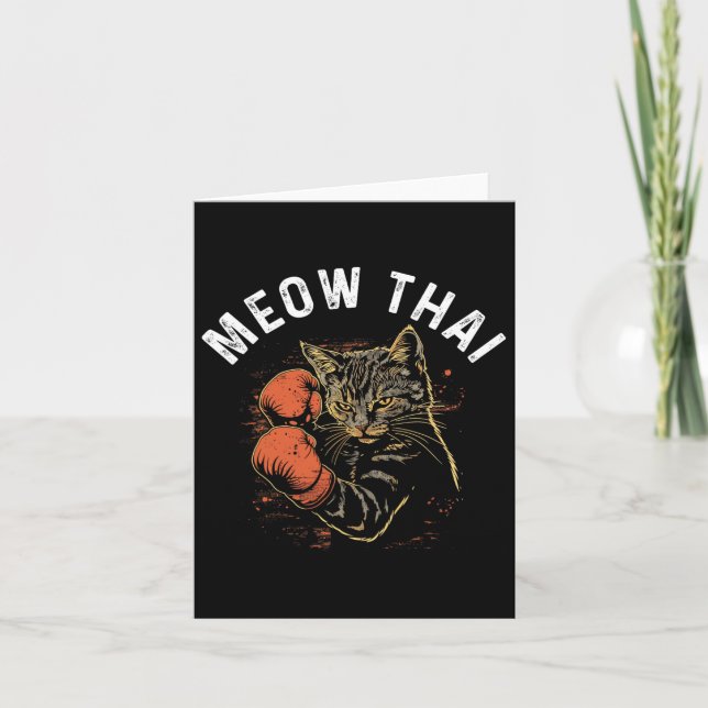 Carte Meow Thai Funny Muay Thai Boxe Chat Arts Martiaux (Devant)
