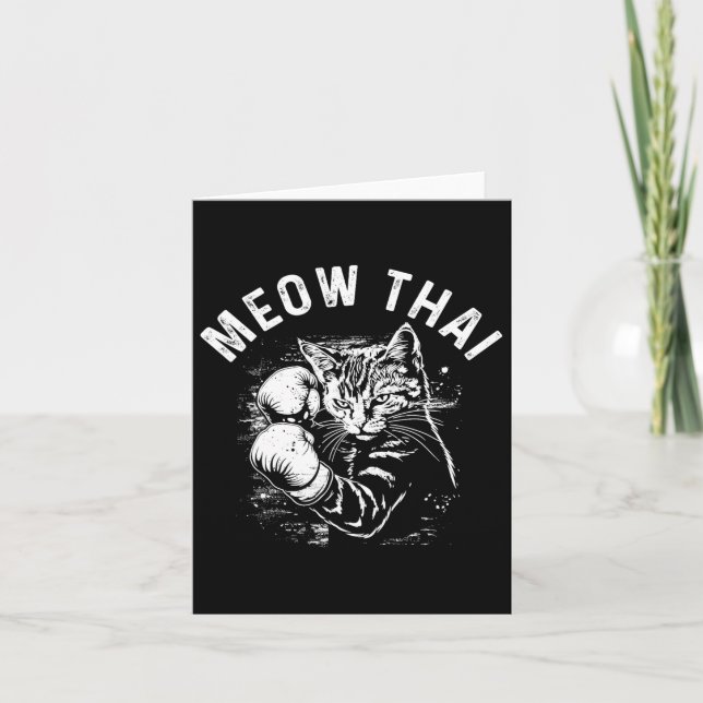 Carte Meow Thai Funny Muay Thai Boxe Chat Arts Martiaux (Devant)