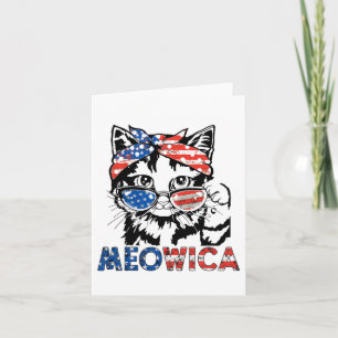 Carte Meowica Chat Sungles drapeau américain 4 juillet M