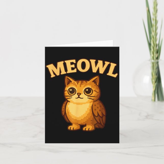 Carte Meowl - Funny Meow Cat Owl Brainrot Meme Teen Kids (Devant)