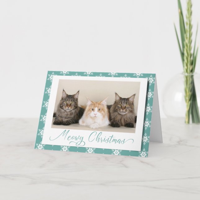Carte Meowny Christmas Cute Cat Holiday Snowflake (Devant)