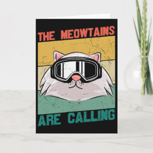 Carte Meowtains Chat Ski Snowboard Snowboarding Skiing N