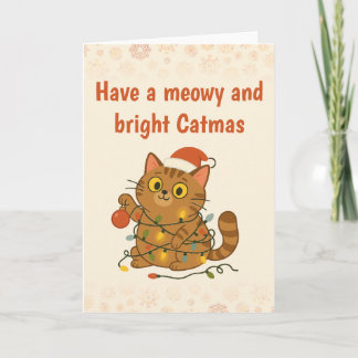 Carte Meowy and Bright christmas Folded Greeting Card