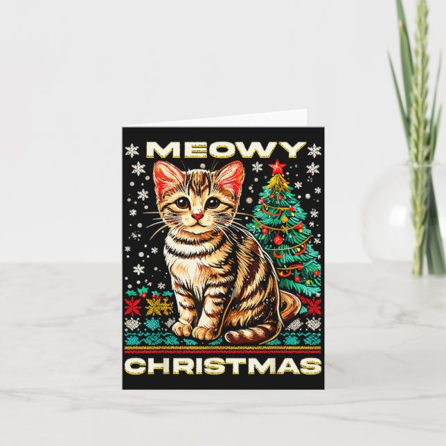 Carte Meowy Cat Ugly Christmas Sweater Shirt  (Devant)