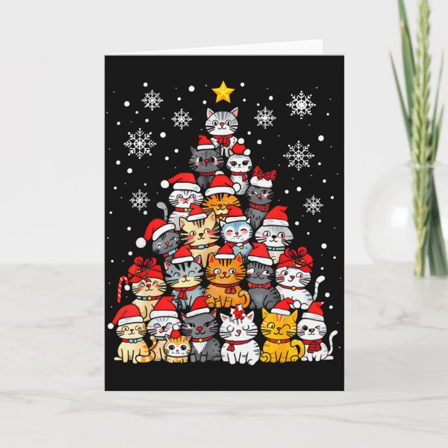 Carte Meowy Catmas Cat Christmas Tree Xmas Girls Boys Fu (Devant)