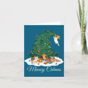 Carte Meowy Catmas Chat Noël Arbre de Noël Xmas Drôle de