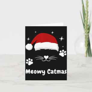 Carte Meowy Catmas Mignon Chat Chats Chapeau de Père Noë
