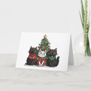 Carte Meowy Christmas Cats Holiday Tree