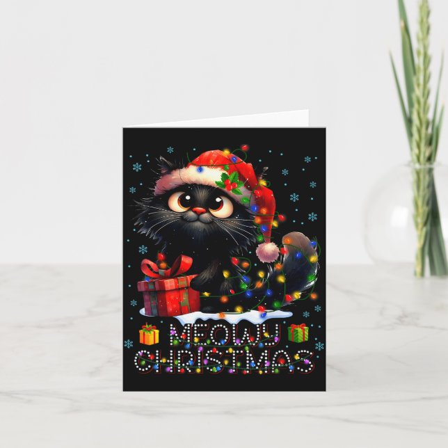 Carte Meowy Christmas Cute Black Cat Christmas Xmas Wome (Devant)