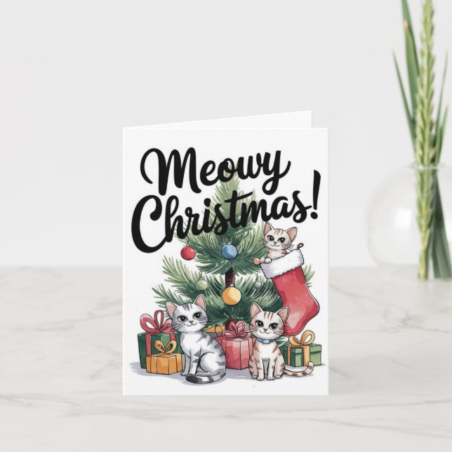 Carte Meowy Christmas Cute Cats (Devant)