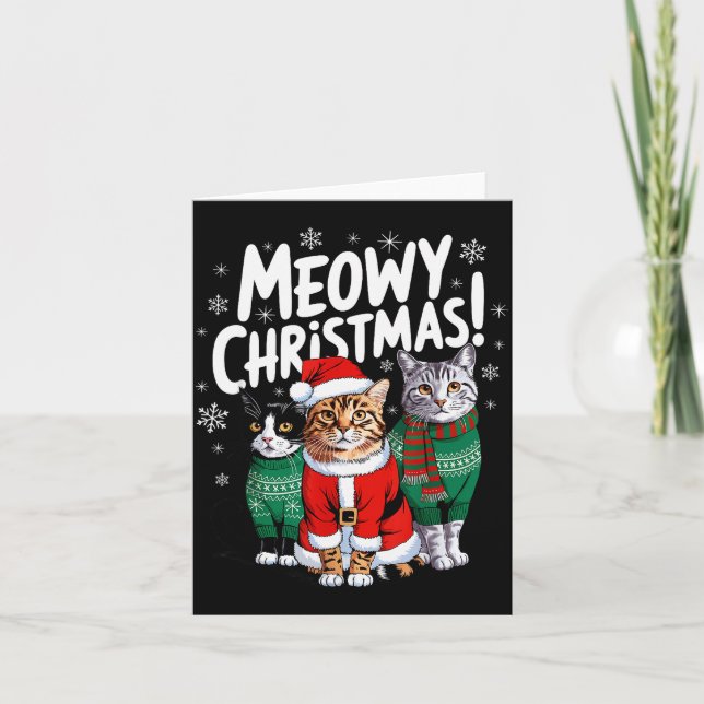 Carte Meowy Christmas Funny Cat Christmas Holiday Xmas S (Devant)