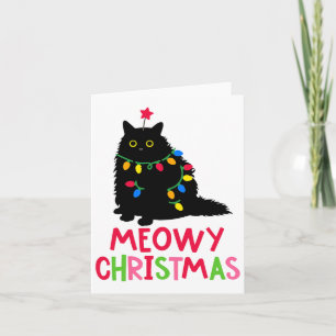 Carte Meowy Noël Chat Merry Catmas Funny Chats Famille