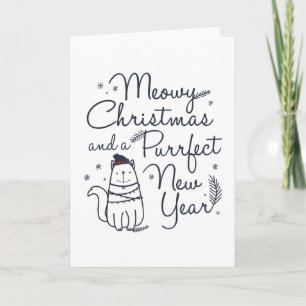 Carte Meowy Noël et Purrfect Nouvel An Chat Noël