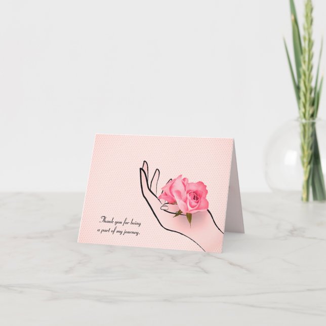 Carte merci à l'ami rose en main (Devant)