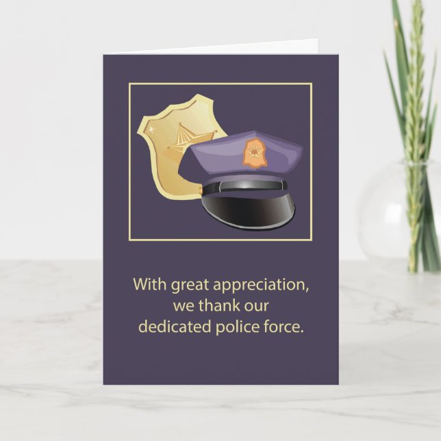 Carte Merci à notre Casquette de police et insigne (Devant)