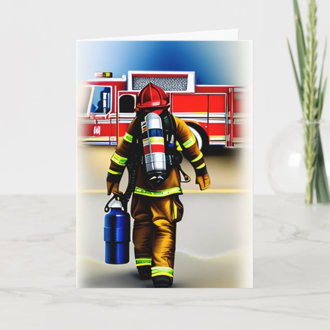 Carte Merci à un message personnalisé Firefighter (Devant)