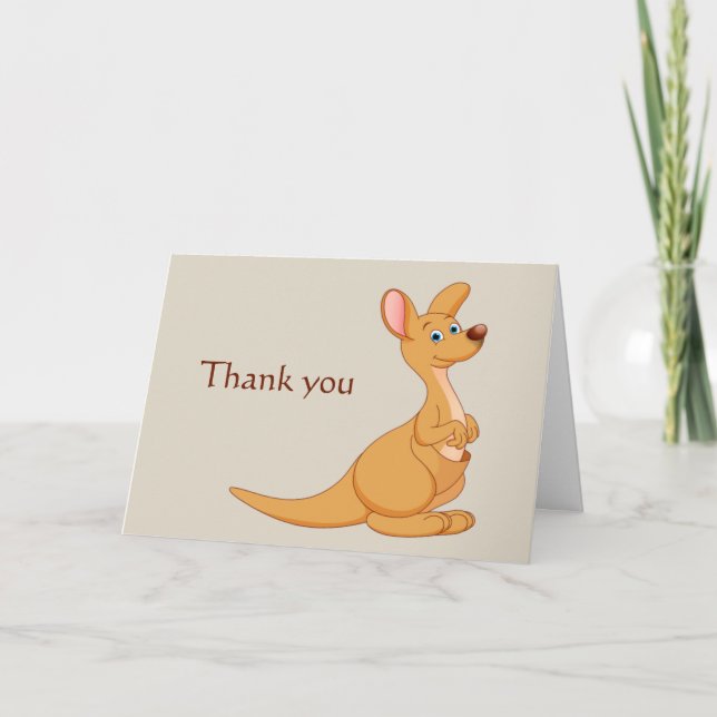 Carte Merci adorable Australian Kangaroo Animal & Script (Devant)