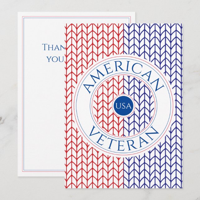 Carte "Merci" AMERICAN VETERAN 5x7 (Devant / Derrière)