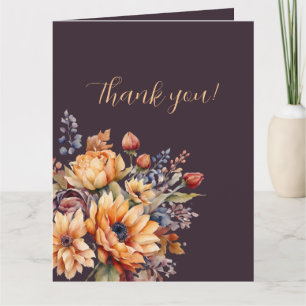 Carte Merci - Aquarelle Fleurs de chute - Violet-