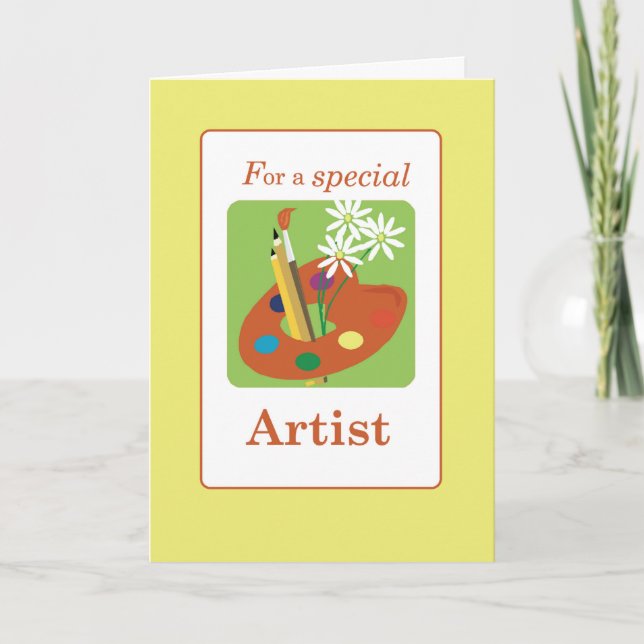 Carte Merci Artiste pour Crayons-cadeaux Palette (Devant)