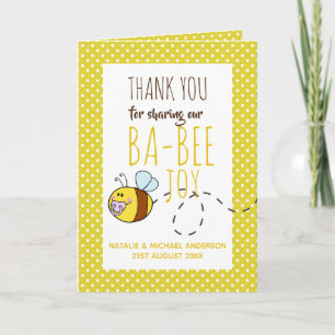 Carte Merci BA-BEE Baby shower Salutation Jaune mignonne