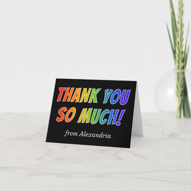 Carte "MERCI BEAUCOUP !" : Amusant, coloré, Rainbow Look (Devant)