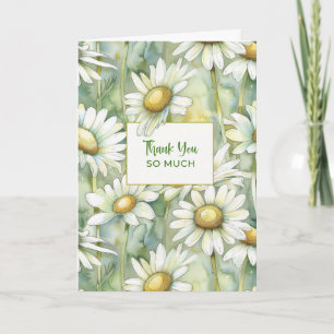 Carte Merci Beaucoup Marguerites Aquarelle Douce