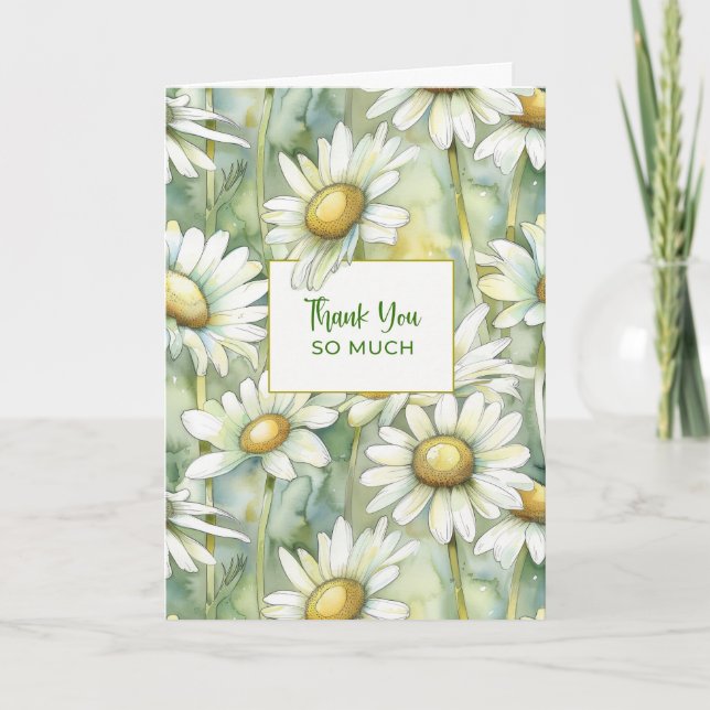 Carte Merci Beaucoup Marguerites Aquarelle Douce (Devant)