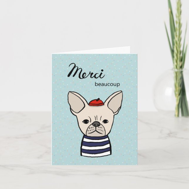 Carte Merci Beaucoup Merci français Bulldog (Devant)