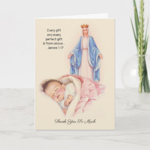 Carte Merci Bébé Fille Vierge Marie Catholique