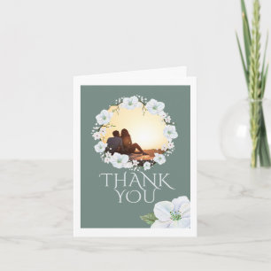 Carte Merci Blanc Pomme Blossom Wreath Photo Mariage