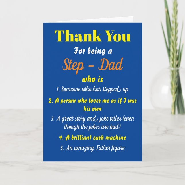 Carte Merci bleu pour être un Stepdad qui est citations (Devant)