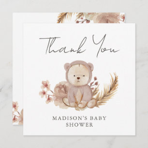 Carte Merci Boho Botanique Sweet Bear Baby shower