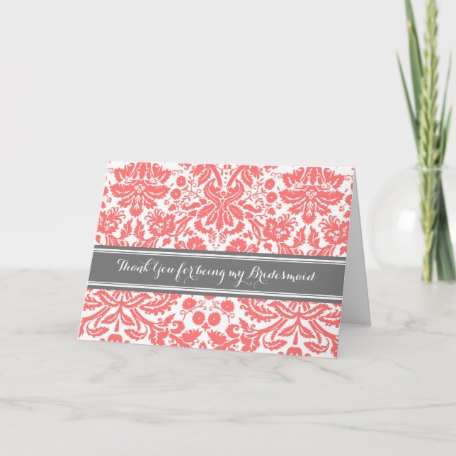 Carte Merci Bridesmaid Coral Grey (Devant)