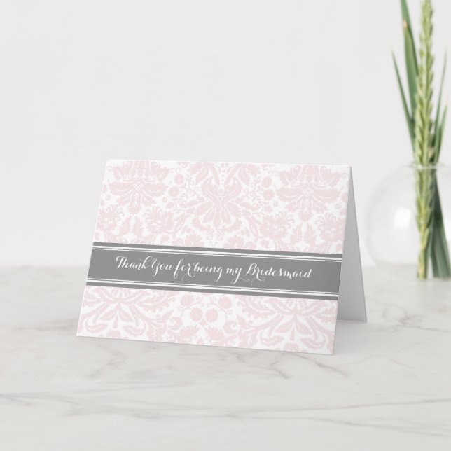 Carte Merci Bridesmaid Gris Rose (Devant)