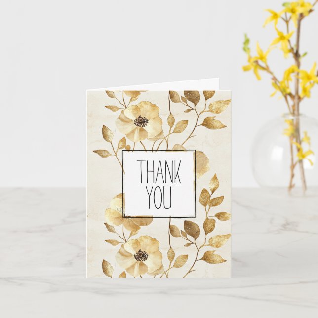 Carte Merci Chic Gold Flowers (Fleur jaune)