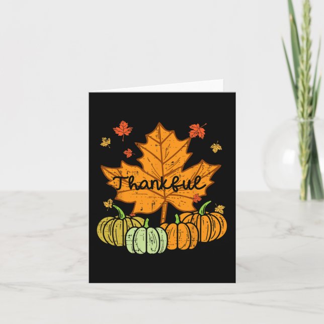 Carte Merci Citrouille feuille mignon Thanksgiving Fall  (Devant)