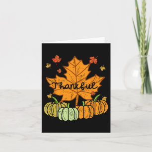 Carte Merci Citrouille feuille mignon Thanksgiving Fall