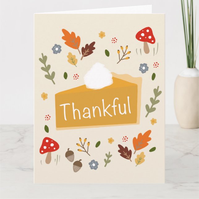 Carte Merci Citrouille Pie Thanksgiving Diner Card (Devant)