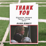 Carte Merci Coach avec photo<br><div class="desc">Carte d'entraîneur Merci avec photo. carte Merci avec photo,  merci texte,  nom de l'entraîneur,  nom de l'équipe,  année et votre nom. Carte de remerciements photo - ajoutez votre photo au modèle. Idéal pour tous les entraîneurs sportifs - baseball,  basket,  football,  football,  football,  hockey,  volley, ... </div>