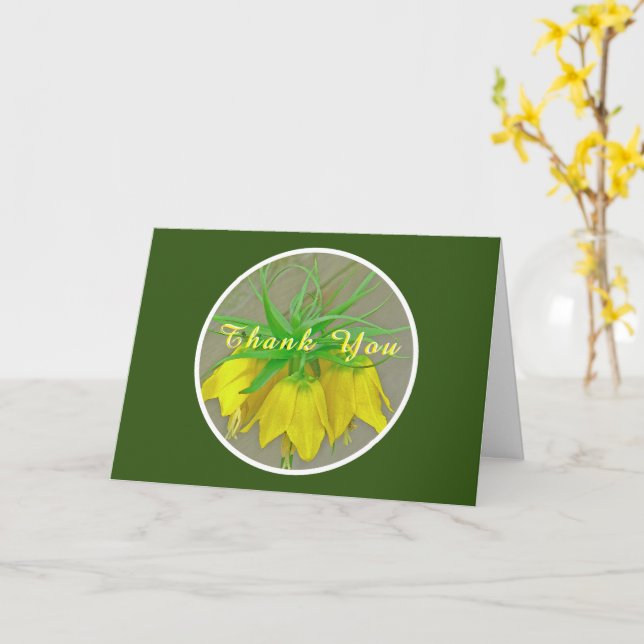 CARTE MERCI/COURONNE JAUNE IMPÉRIALE/TULIP UNIQUE (Fleur jaune)