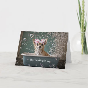 Carte Merci Cute Chihuahua Puppy dans un bain de bulles