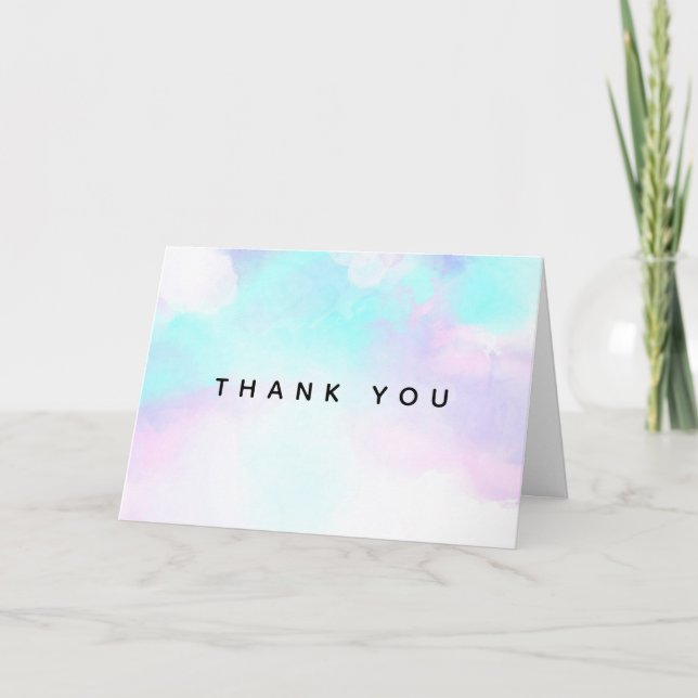 Carte Merci d'aquarelle bleu et violet Abstrait moderne (Devant)