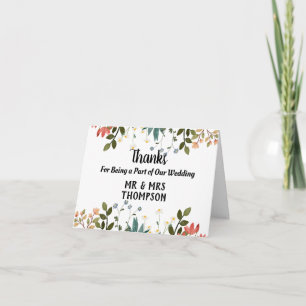 Carte Merci d'avoir fait partie de notre Merci Mariage