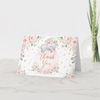 Merci d'Baby shower à l'éléphant floral, joliment