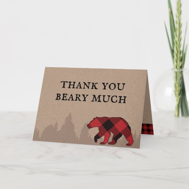 Carte Merci de Baby shower de bûcheron de Buffalo Plaid (Devant)