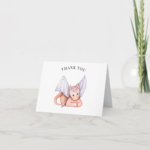 Carte Merci de Baby shower de dragon rose