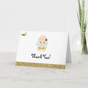 Carte Merci de baby shower de fille d'abeille de bébé de