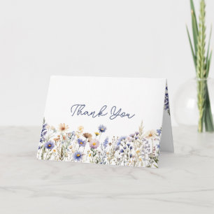 Carte Merci de Baby shower de Fleur sauvage bleu Boho